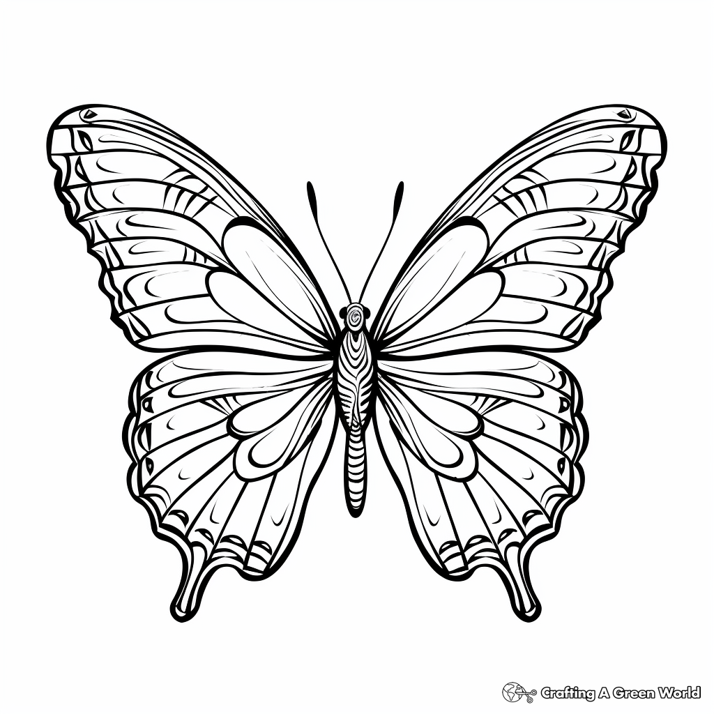 Child-friendly Blue Morpho Butterfly Coloring Pages 4