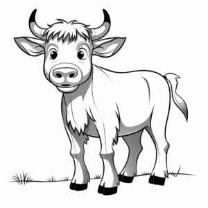 Child-Friendly Cartoon Buffalo Coloring Pages 1