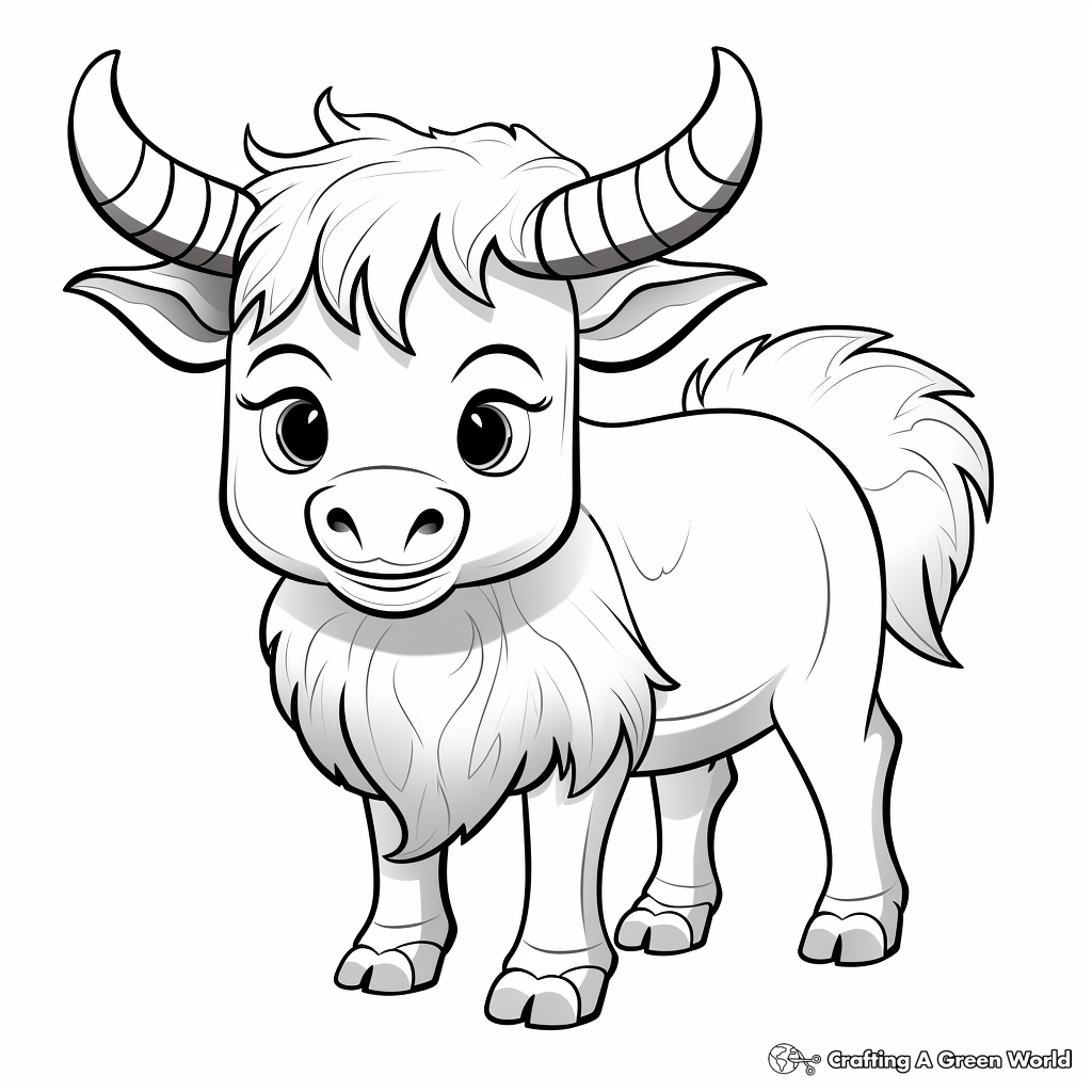 Child-Friendly Cartoon Buffalo Coloring Pages 2