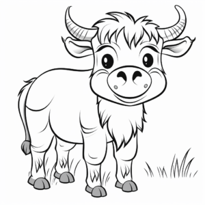 Child-Friendly Cartoon Buffalo Coloring Pages 3