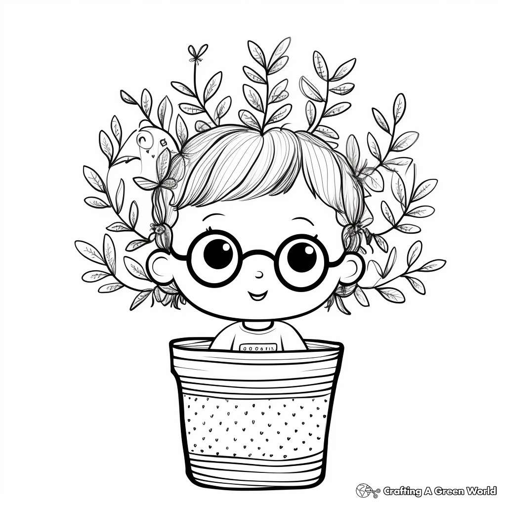 Child-Friendly Cartoon Cacti in Pot Coloring Pages 1