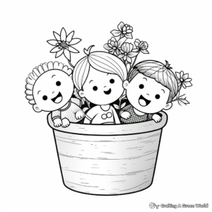 Child-Friendly Cartoon Cacti in Pot Coloring Pages 2
