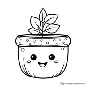 Child-Friendly Cartoon Cacti in Pot Coloring Pages 3