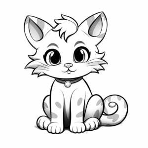 Child-Friendly Cartoon Cat Coloring Pages 1
