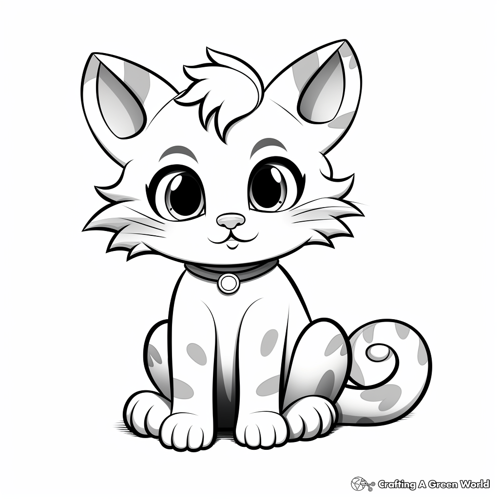 Child-Friendly Cartoon Cat Coloring Pages 1