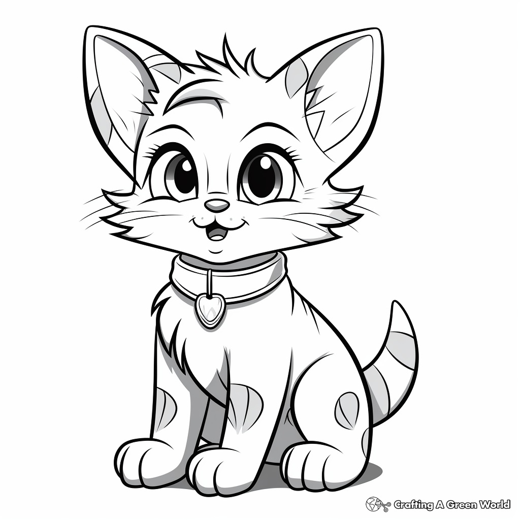 Child-Friendly Cartoon Cat Coloring Pages 3