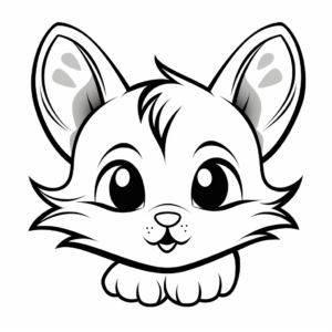 Child-Friendly Cartoon Cat Head Coloring Pages 1