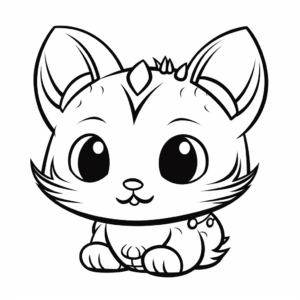 Child-Friendly Cartoon Cat Head Coloring Pages 2