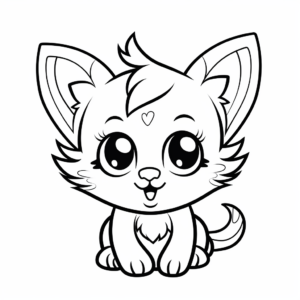 Child-Friendly Cartoon Cat Head Coloring Pages 3