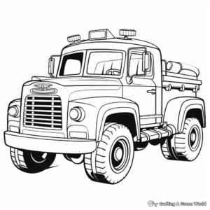 Child-Friendly Cartoon Fire Truck Coloring Pages 1