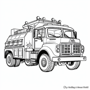 Child-Friendly Cartoon Fire Truck Coloring Pages 3