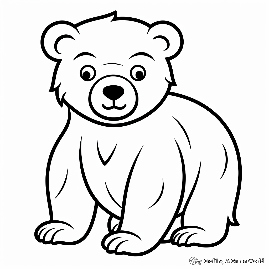 Child-Friendly Cartoon Grizzly Bear Coloring Pages 1