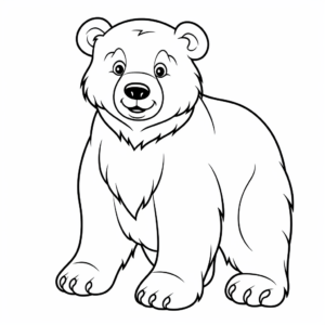 Child-Friendly Cartoon Grizzly Bear Coloring Pages 2