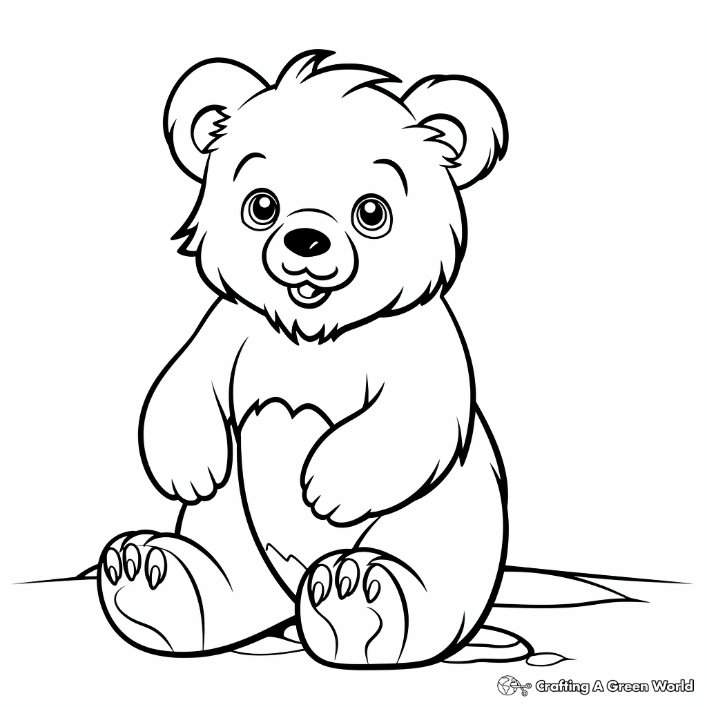 Child-Friendly Cartoon Grizzly Bear Coloring Pages 3