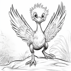 Child-Friendly Cartoon Microraptor Coloring Pages 2