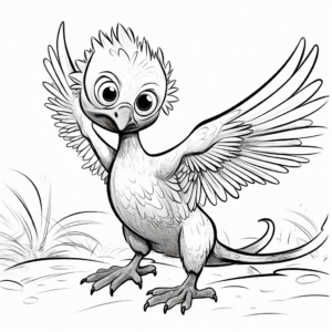 Child-Friendly Cartoon Microraptor Coloring Pages 3