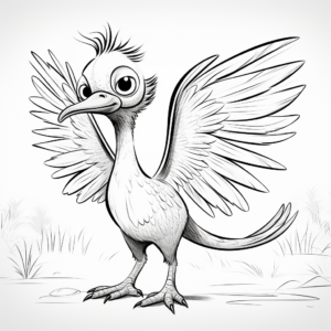 Child-Friendly Cartoon Microraptor Coloring Pages 4