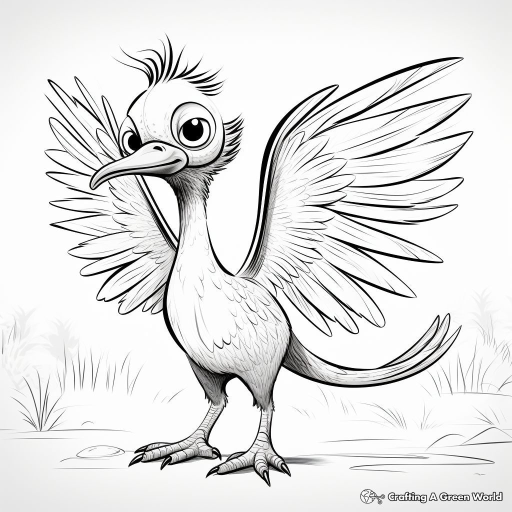 Child-Friendly Cartoon Microraptor Coloring Pages 4