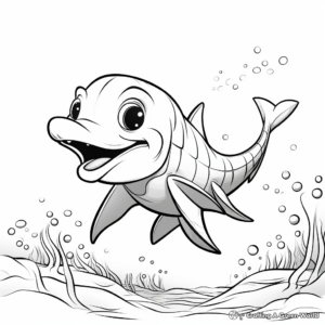 Child-Friendly Cartoon Mosasaurus Coloring Pages 1