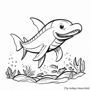 Child-Friendly Cartoon Mosasaurus Coloring Pages 2