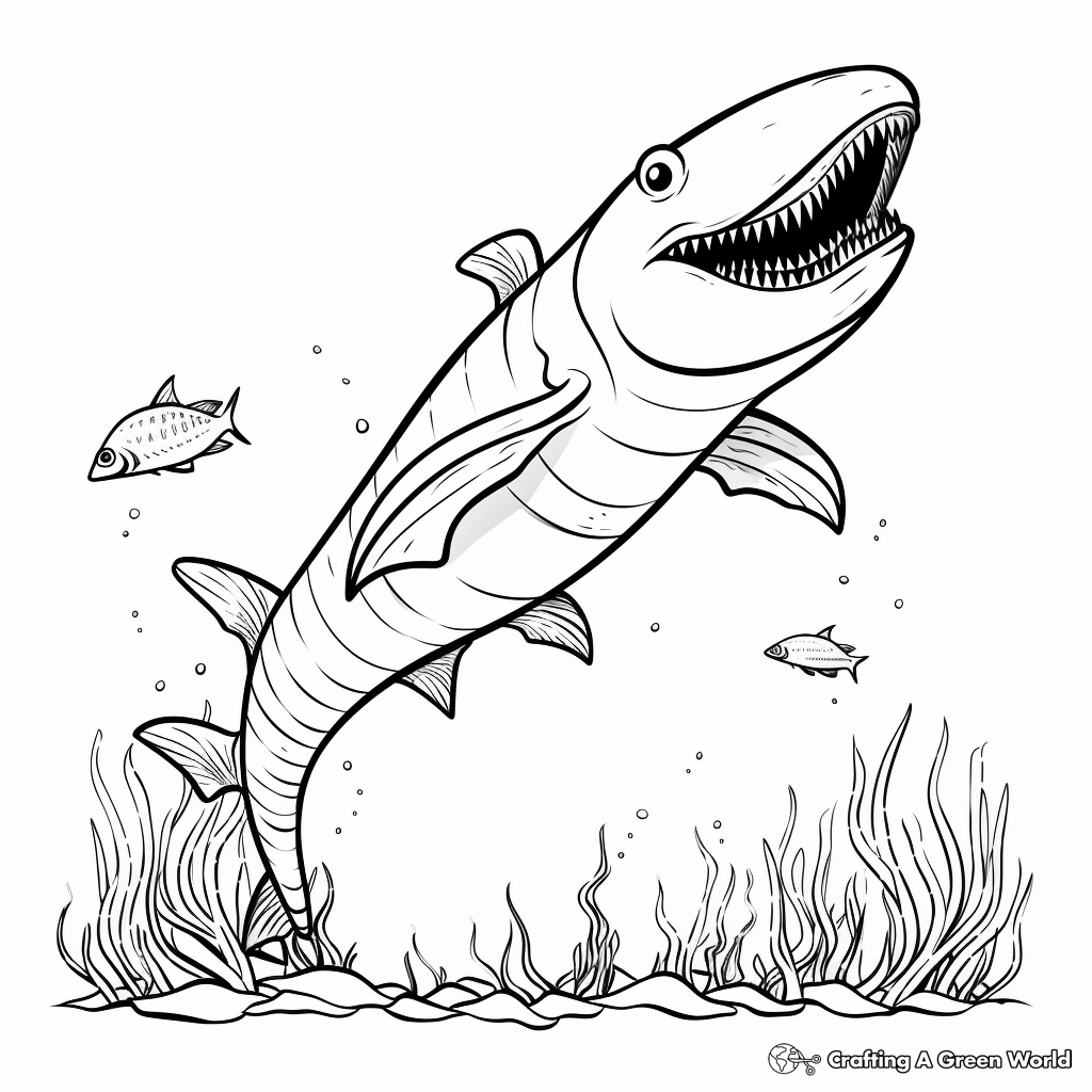 Child-Friendly Cartoon Mosasaurus Coloring Pages 3