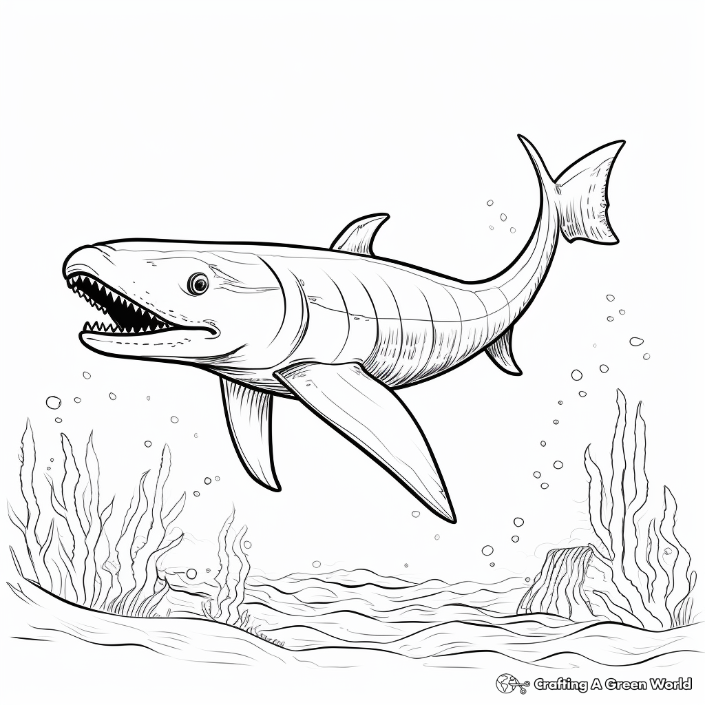 Child-Friendly Cartoon Mosasaurus Coloring Pages 4