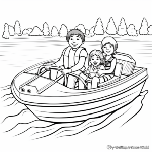 Child-Friendly Cartoon Pontoon Boat Coloring Pages 1