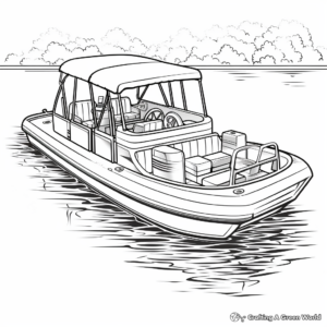 Child-Friendly Cartoon Pontoon Boat Coloring Pages 2