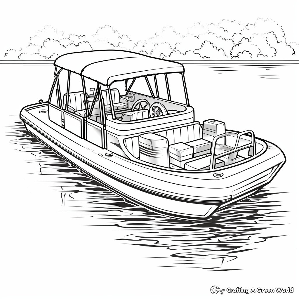 Child-Friendly Cartoon Pontoon Boat Coloring Pages 2