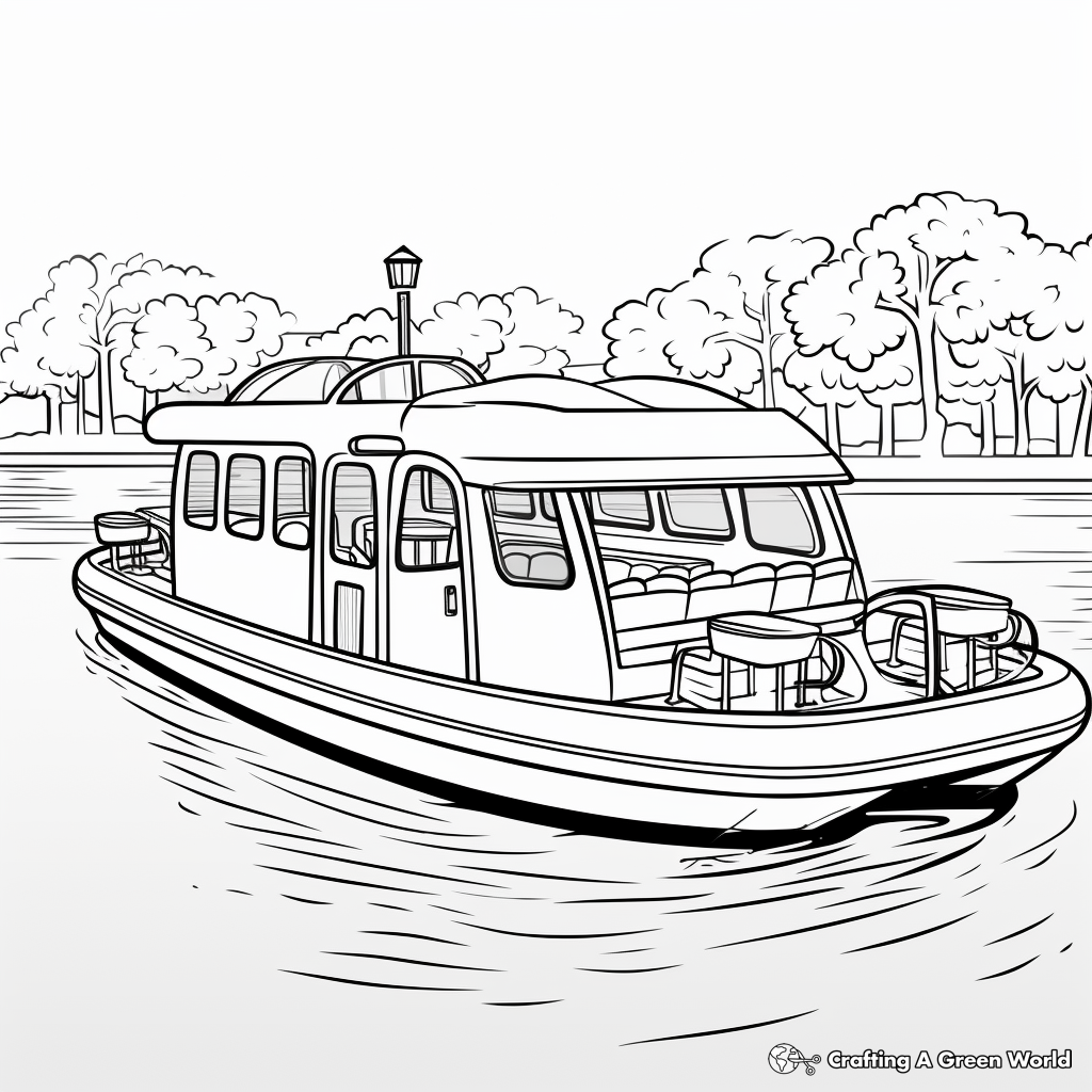Child-Friendly Cartoon Pontoon Boat Coloring Pages 3