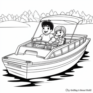 Child-Friendly Cartoon Pontoon Boat Coloring Pages 4