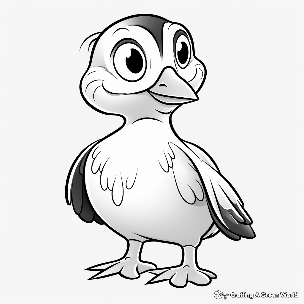 Child-Friendly Cartoon Puffin Coloring Pages 1