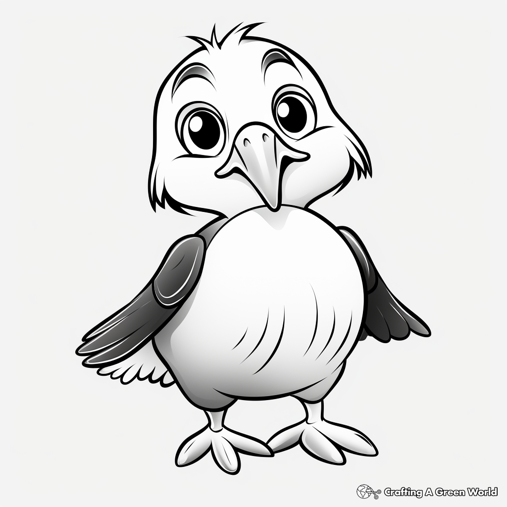 Child-Friendly Cartoon Puffin Coloring Pages 4