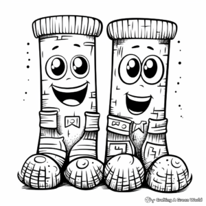 Child-Friendly Cartoon Socks Coloring Pages 3