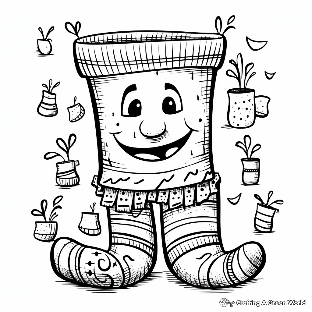 Child-Friendly Cartoon Socks Coloring Pages 4