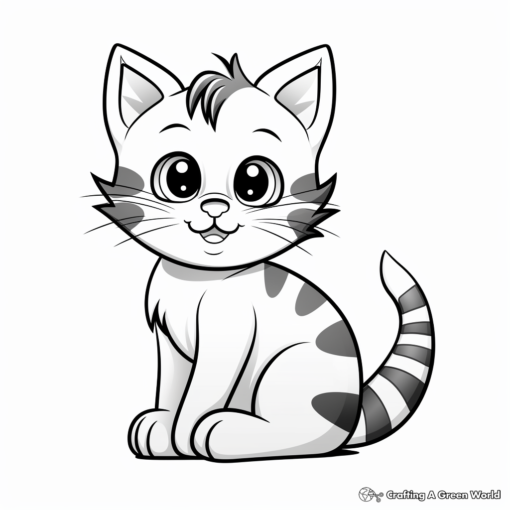 Child-Friendly Cartoon Tabby Coloring Pages 1