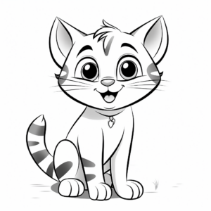Child-Friendly Cartoon Tabby Coloring Pages 2