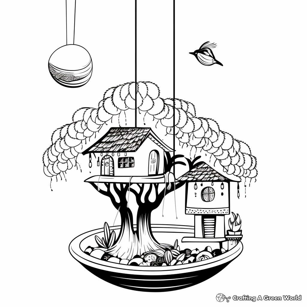 Child-Friendly Hanging Bird Feeder Coloring Pages 1
