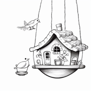 Child-Friendly Hanging Bird Feeder Coloring Pages 2