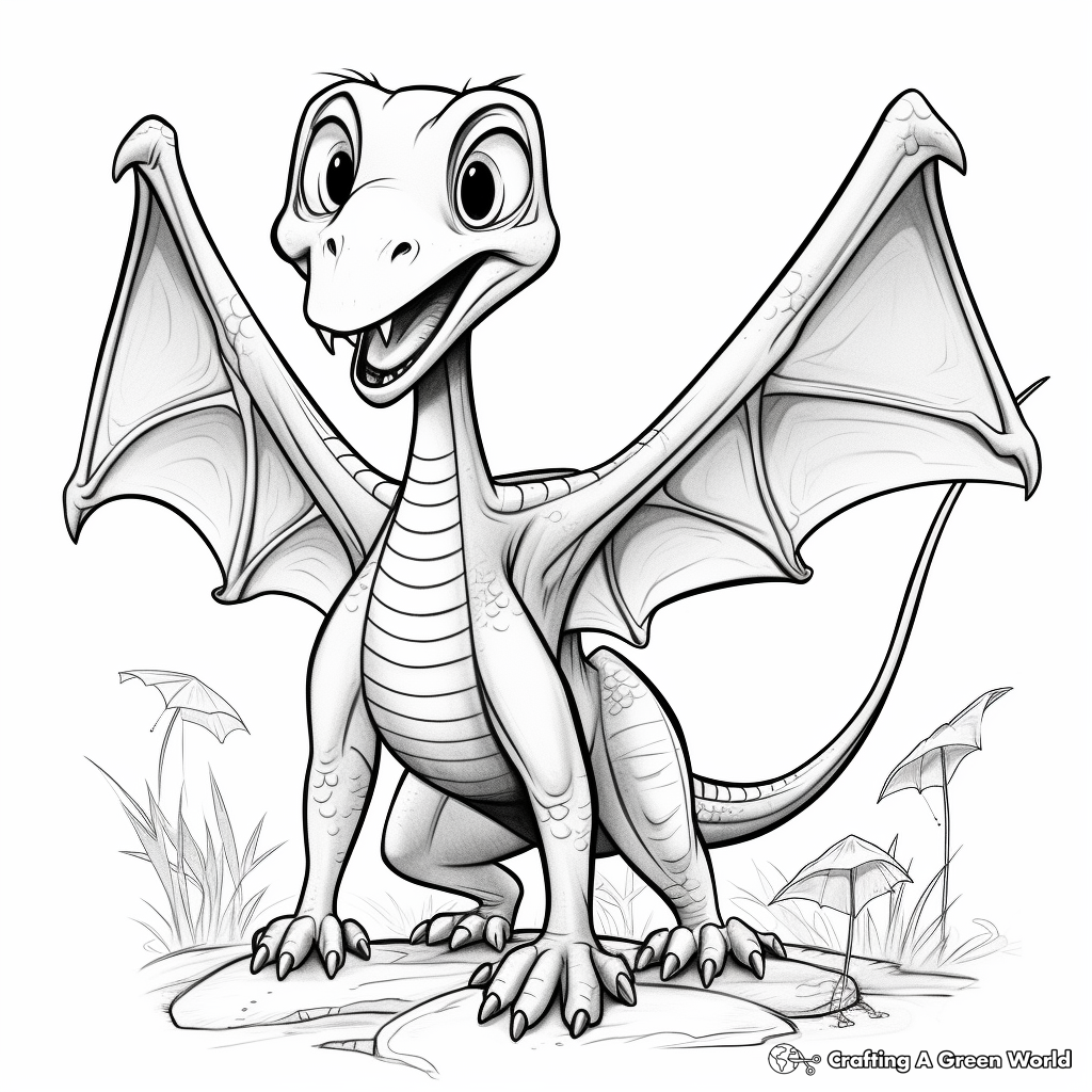 Child-friendly Pterodactyl Coloring Pages 1