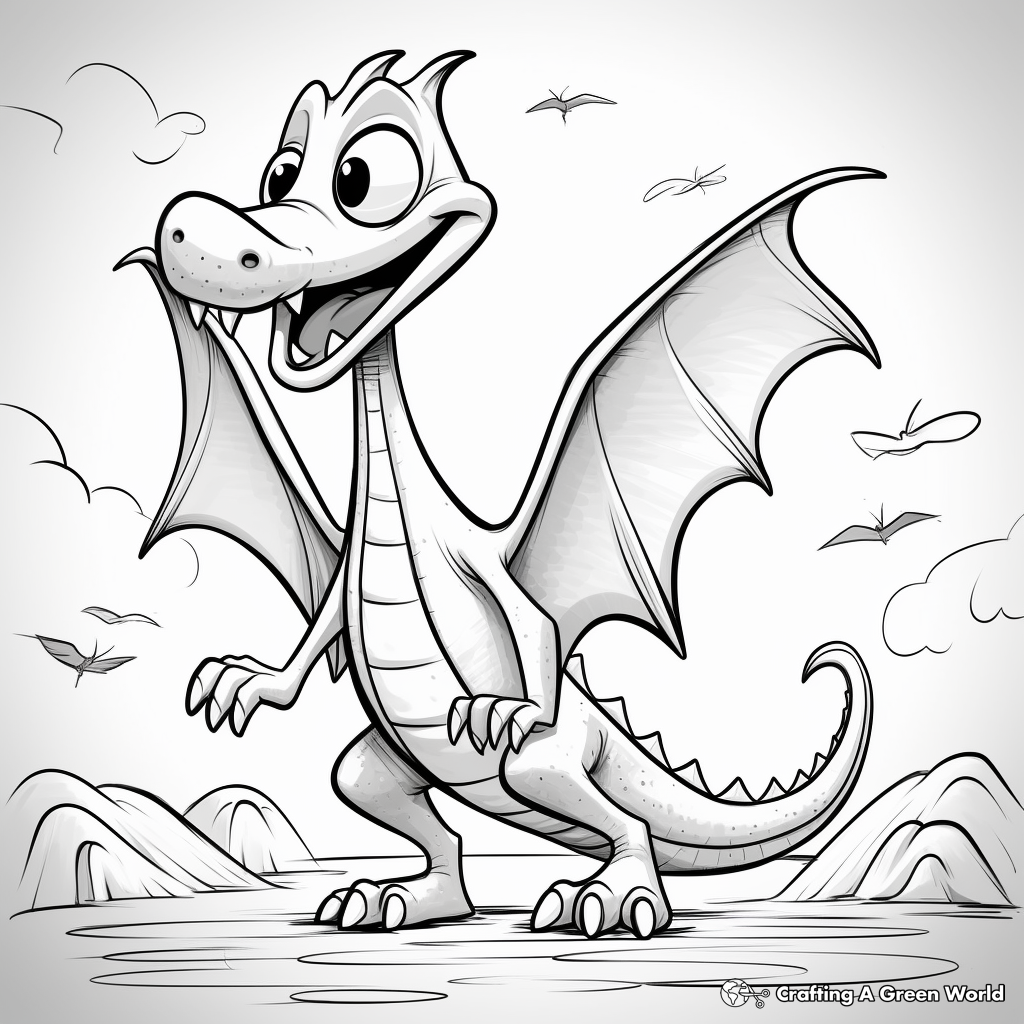 Child-friendly Pterodactyl Coloring Pages 3