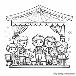 Child-Friendly Puppet Show Stage Coloring Pages 3