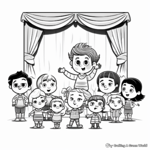 Child-Friendly Puppet Show Stage Coloring Pages 4