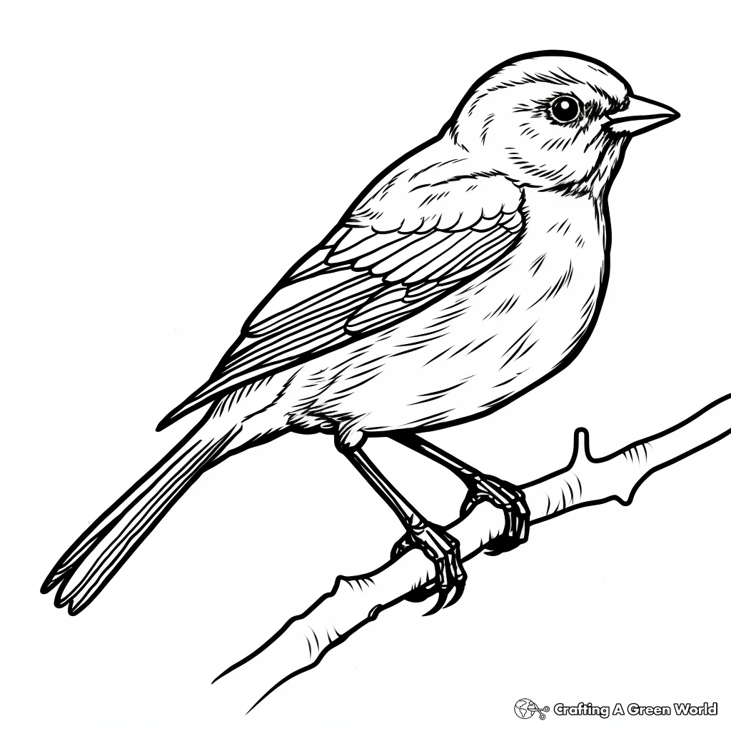 Child-Friendly Red-Winged Blackbird Coloring Pages 1