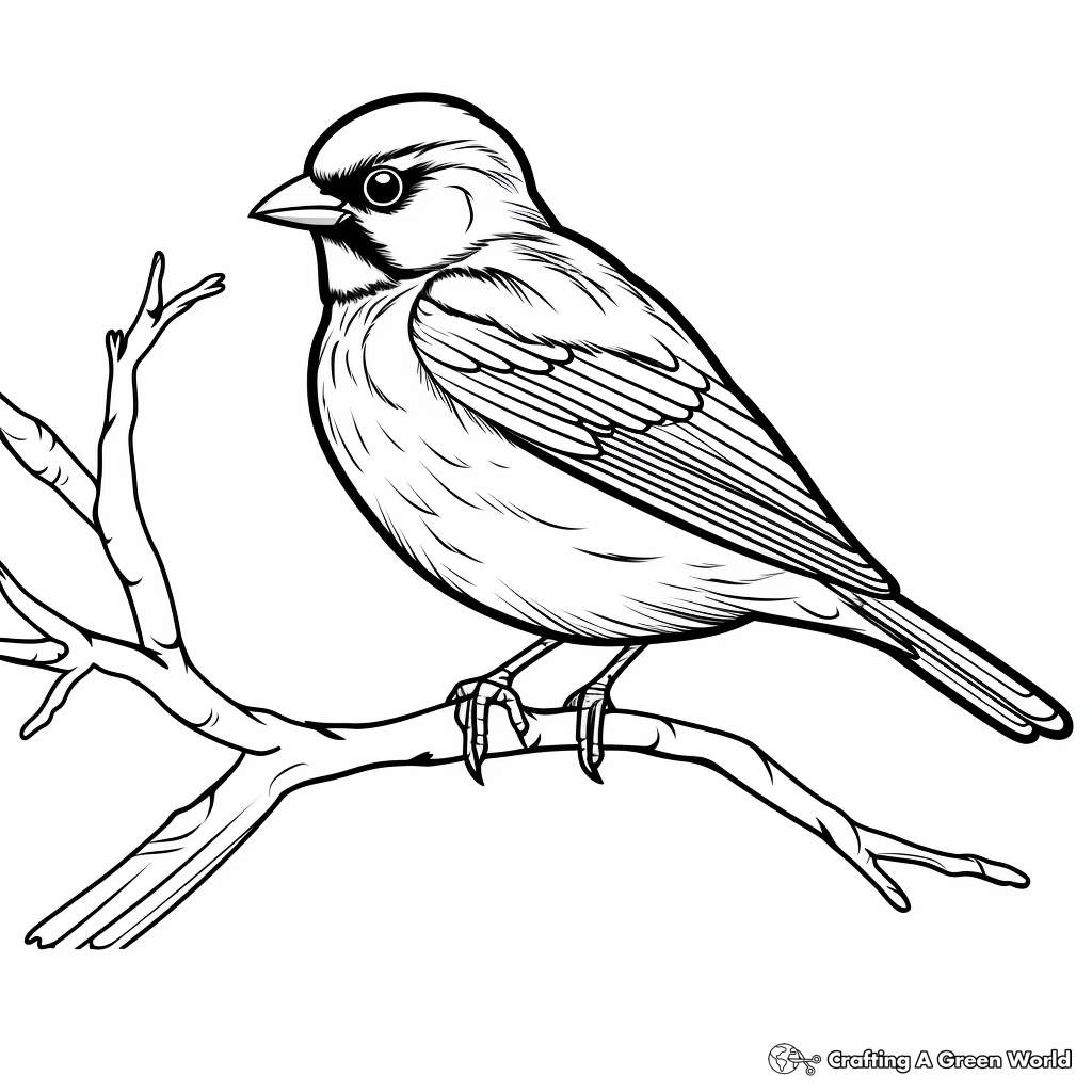 Child-Friendly Red-Winged Blackbird Coloring Pages 2