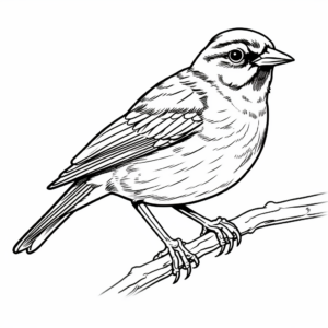Child-Friendly Red-Winged Blackbird Coloring Pages 3