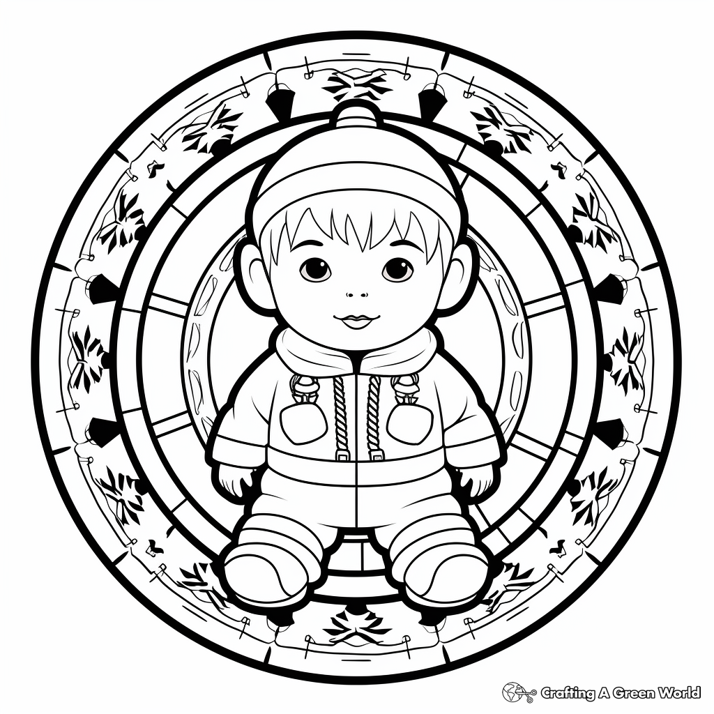 Child-Friendly Snow Angel Mandala Coloring Pages 1