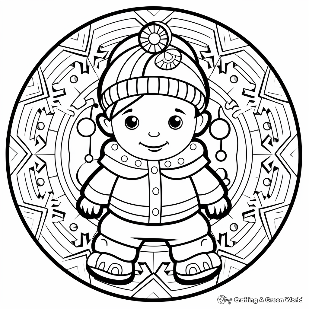 Child-Friendly Snow Angel Mandala Coloring Pages 3