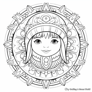 Child-Friendly Snow Angel Mandala Coloring Pages 4