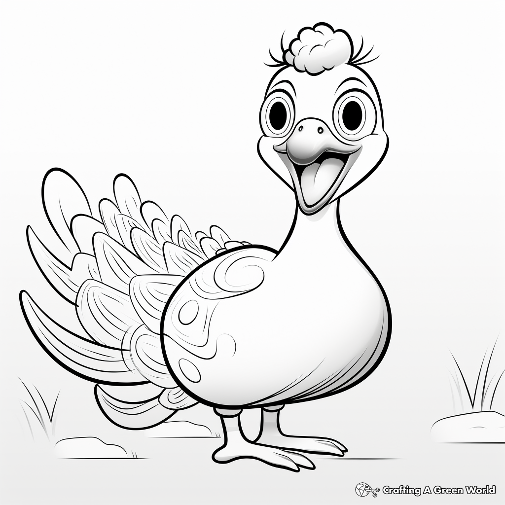 Children-Friendly Peacock Cartoon Coloring Pages 2